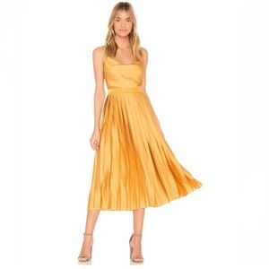 Revolve TULAROSA Mel Golden Pleated Dress in Marigold Size S